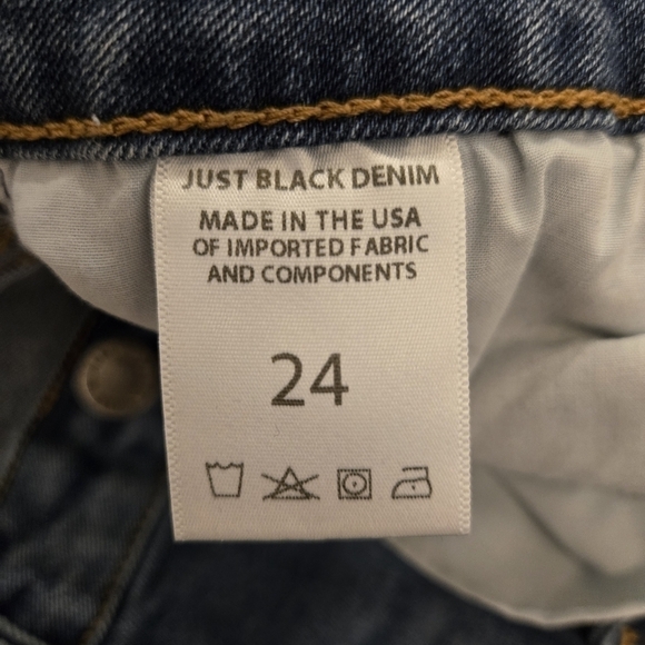 Just Black Denim Flex Waist Mid Rise Jeans with Fringe Ankles Hems Size 24 - Picture 7 of 15